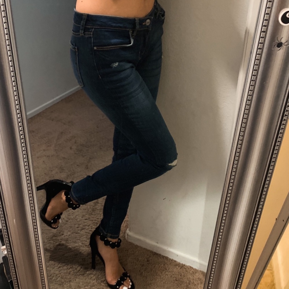 Zara Dark Blue Distressed Jeans